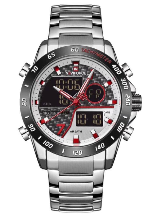NAVIFORCE - Men's Stainless Steel Analog & Digital Wrist Watch NF9171 S/BE/BE - 45 mm - Silver - Image 1