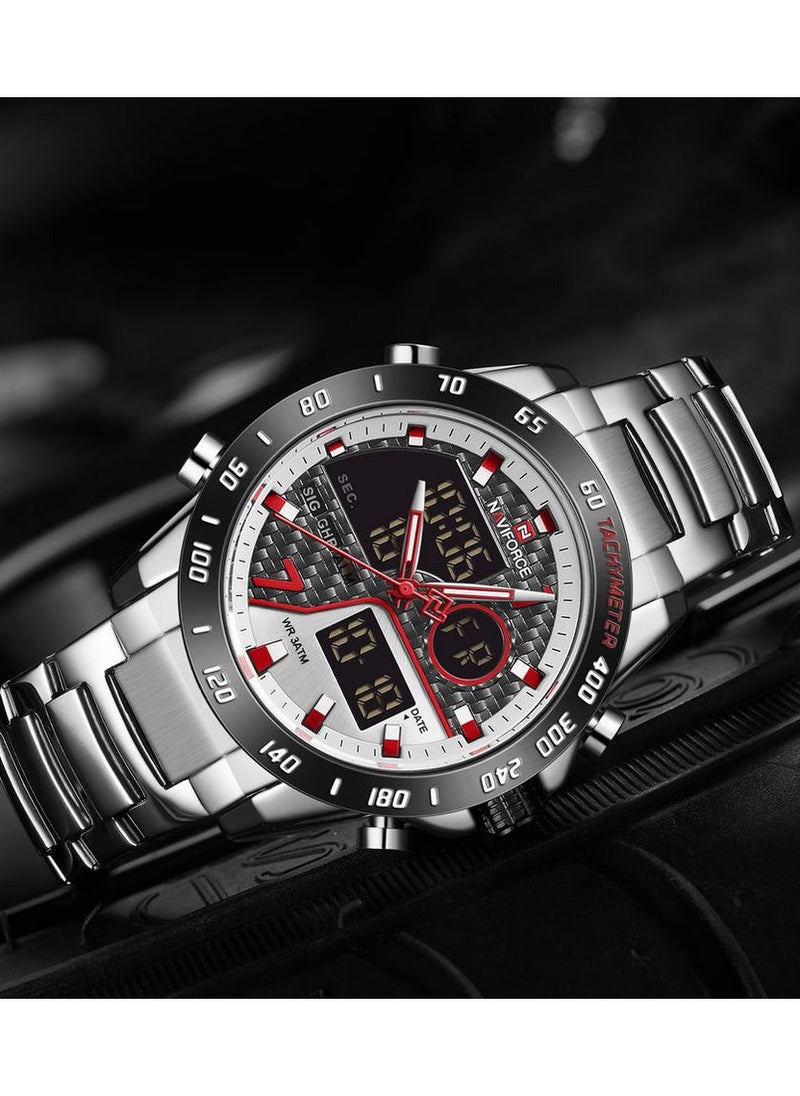 NAVIFORCE - Men's Stainless Steel Analog & Digital Wrist Watch NF9171 S/BE/BE - 45 mm - Silver - Image 1
