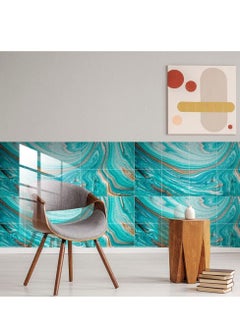 Generic 20 Pieces Marble Tile Stickers, PVC Waterproof Oil Proof Self Adhesive Stickers, Suitable for Kitchen Bathroom Backsplash Home Decor (Blue, 8"x8")  - Image 3
