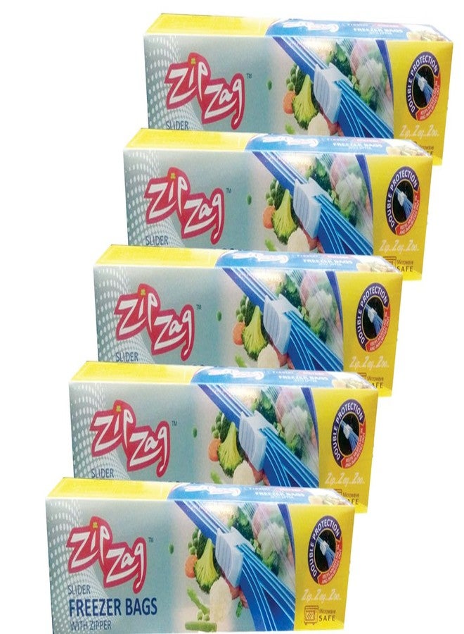 ZIPZAG Zipper Seal Freezer Food Storage Bags Size (11" X 11"), Pack of 04 = 40 Bags,Freezer Microwave Safe, Convinient and Re-Usable Bags - Image 1