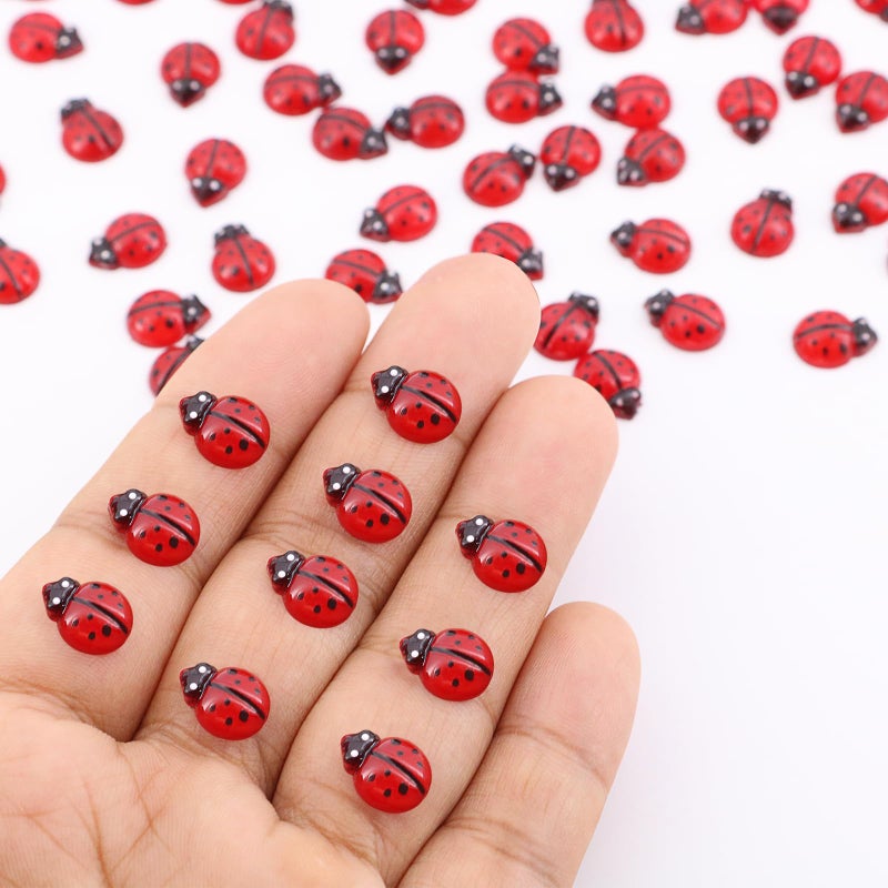QUPIVA 120PCS Mini Luminous Ladybug, Tiny Resin Ladybug Miniature Figurines, Glow in Dark Animals for Fairy Garden Dollhouse Micro Landscape Decor - Image 2