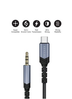 Seeken SEEKEN Type-C to AUX 3.5mm Jack 1M Cable -Black | Braided Cable | AUX | Premium Design | High-Quality.  - Image 3