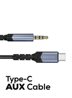 Seeken SEEKEN Type-C to AUX 3.5mm Jack 1M Cable -Black | Braided Cable | AUX | Premium Design | High-Quality.  - Image 2
