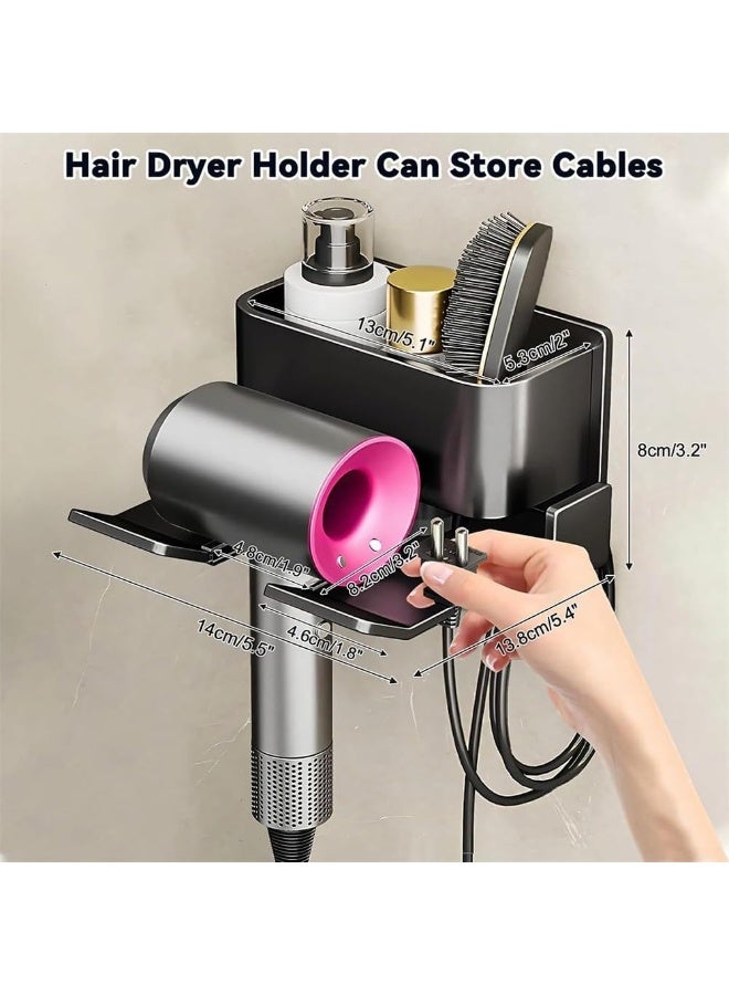 YelaJoy Hair Dryer Holder Wall Mounted Self Adhesive , Suggestion Hold Capacity 10KG, Blow Dryer Holder Rack with Plug Hook Aluminum Alloy Bathroom Hair Tool Organizer Compatible with Most Hair Dryers ,Bathroom Organizer Storage Compatible Most Types (Gray) - Image 4