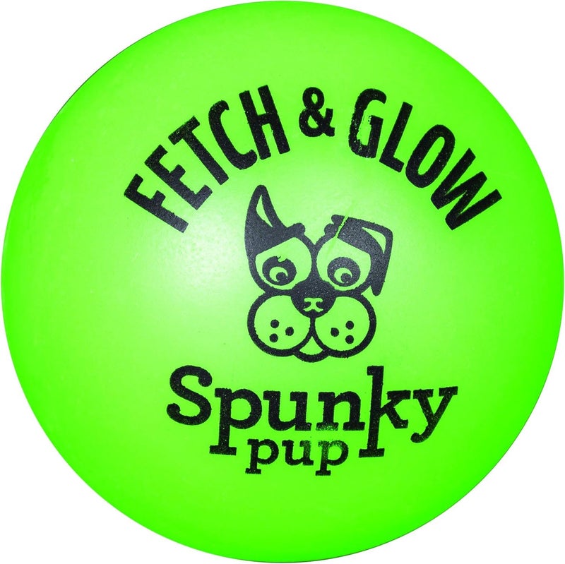 Spunky pup كرة الكلب المتألقة والقابلة للرمي | كرات تحمل شعار متوهج للكلاب الكبيرة | لعب نشط داخلي وخارجي | متينة | مقاومة للماء وتطفو | غير سامة | ألوان متنوعة | للكلاب الكبيرة - Image 2
