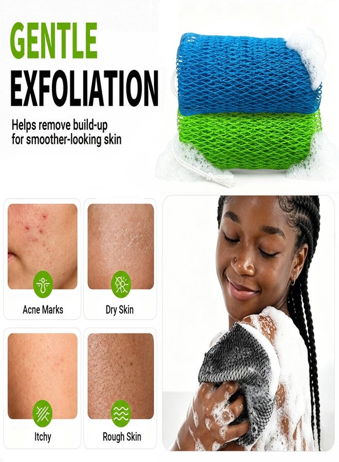 FREGITO African Net Sponge Authentic - 2 Pack Shower Loofah Sponge Body Scrubber, Gentle Deep Face Back Exfoliating Washcloth Quick-Dry Travel Bath Accessories Gifts for All Skin Types - Image 5