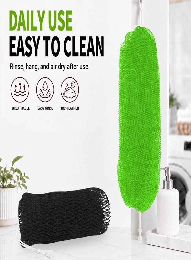 FREGITO African Net Sponge Authentic - 2 Pack Shower Loofah Sponge Body Scrubber, Gentle Deep Face Back Exfoliating Washcloth Quick-Dry Travel Bath Accessories Gifts for All Skin Types - Image 4