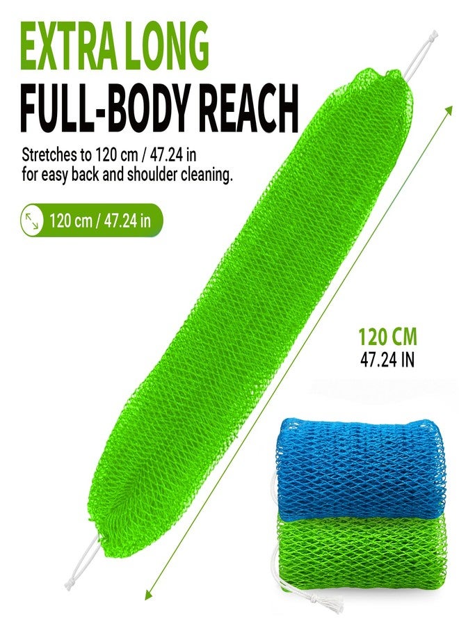 FREGITO African Net Sponge Authentic - 2 Pack Shower Loofah Sponge Body Scrubber, Gentle Deep Face Back Exfoliating Washcloth Quick-Dry Travel Bath Accessories Gifts for All Skin Types - Image 2