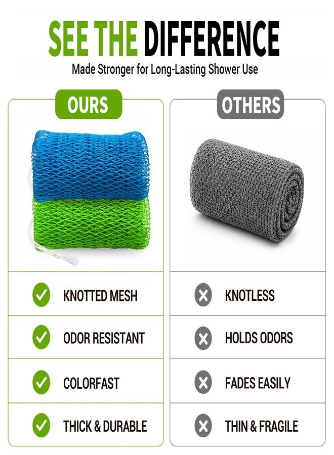 FREGITO African Net Sponge Authentic - 2 Pack Shower Loofah Sponge Body Scrubber, Gentle Deep Face Back Exfoliating Washcloth Quick-Dry Travel Bath Accessories Gifts for All Skin Types - Image 3