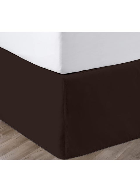 SGI bedding 12 Inch Drop Bed Skirt Queen Size with Platform to Stay in Place Elegant Pleated Design with Split Corners Wrinkle Resistant Fabric for Modern and Stylish Look  Chocolate