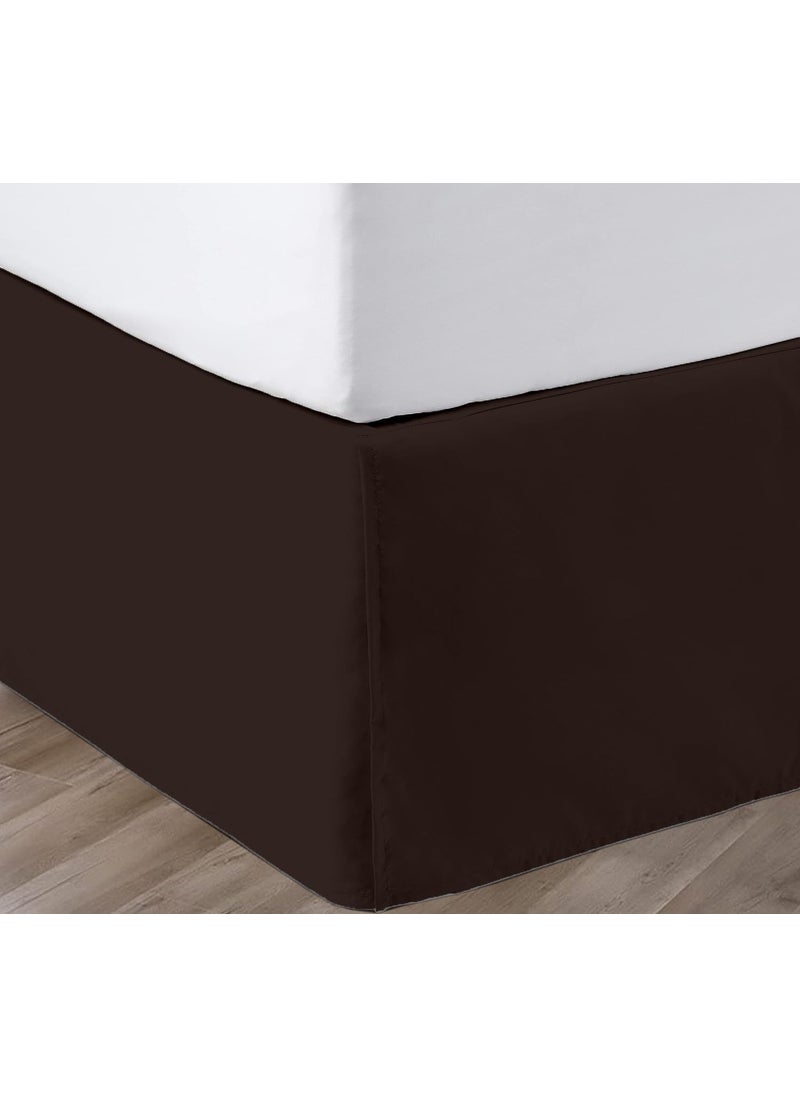 SGI bedding SGI bedding 12 Inch Drop Bed Skirt Queen Size with Platform to Stay in Place Elegant Pleated Design with Split Corners Wrinkle Resistant Fabric for Modern and Stylish Look  Chocolate 