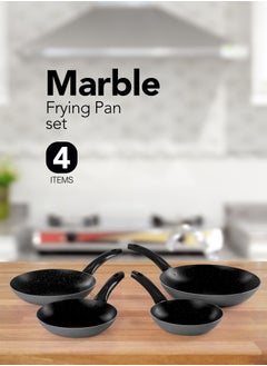 Grandi 4 Piece Cook Pop Fry Pan Set With Bakelite Handle 18-20-24-28 Black and gray granite  - Image 1
