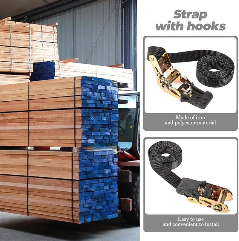 Heavy Duty Ratchet Tie Down Straps 2 Pack 1 Inch x 16 Ft for Kayaks Cargo Trucks - Image 5