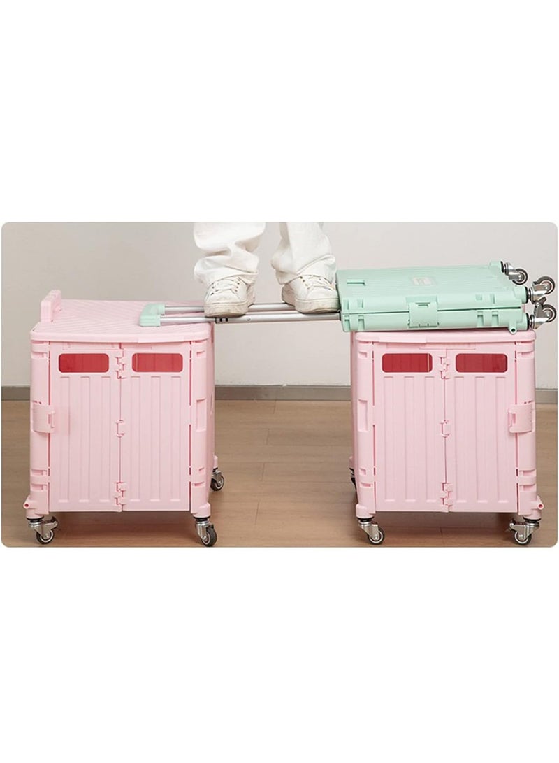 Foldable Shopping Cart Heavy Duty Rolling Grocery Cart on 4 Wheels Portable Collapsible Shopping Cart with Telescoping Handle - Image 5