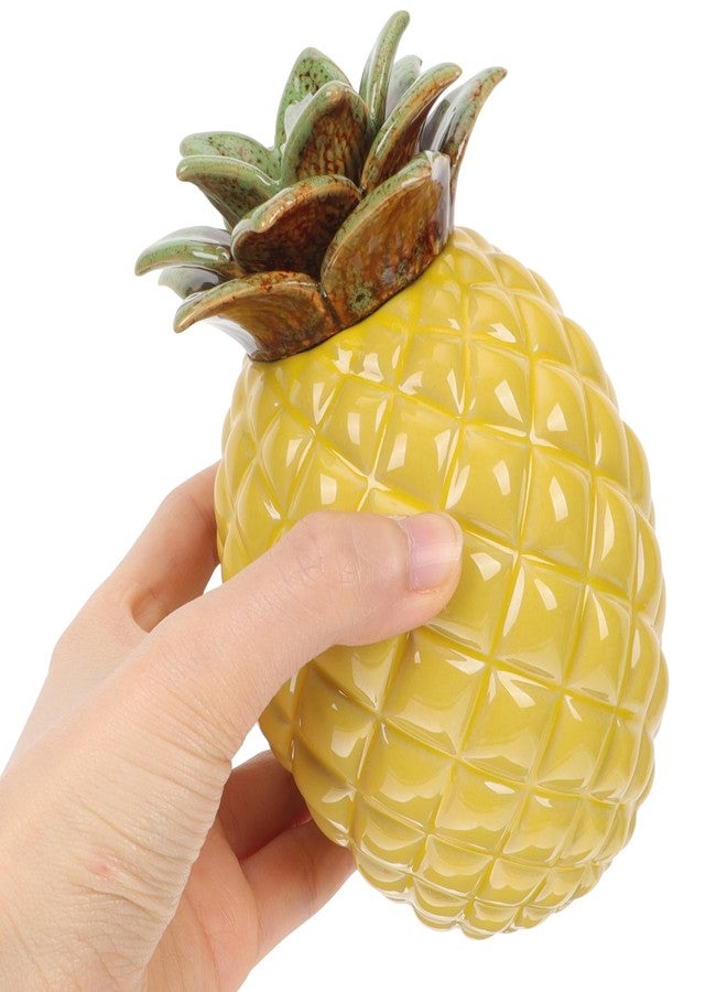 BESTonZON Pineapple Shape Tea Canister 5.23 Inch Ceramic Airtight Tea Storage Organizer Jar for Loose Coffee Sugar Kitchen Decor - Image 1