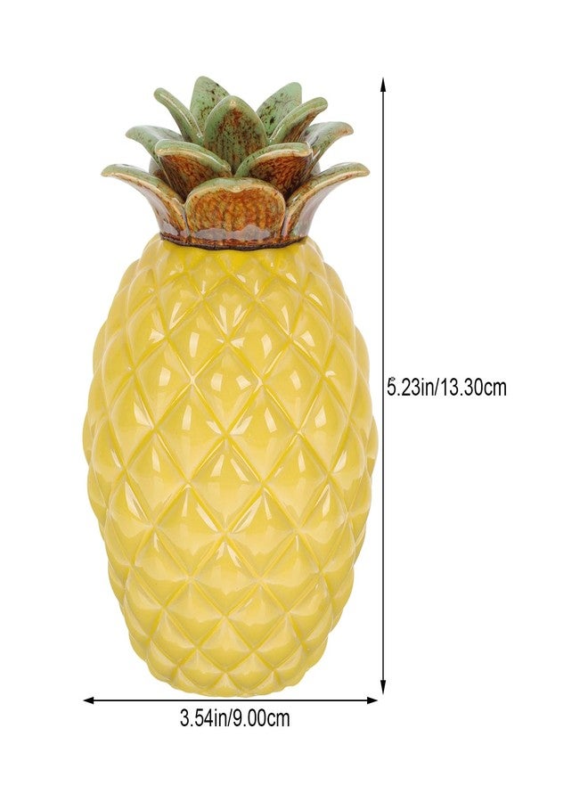 BESTonZON Pineapple Shape Tea Canister 5.23 Inch Ceramic Airtight Tea Storage Organizer Jar for Loose Coffee Sugar Kitchen Decor - Image 2