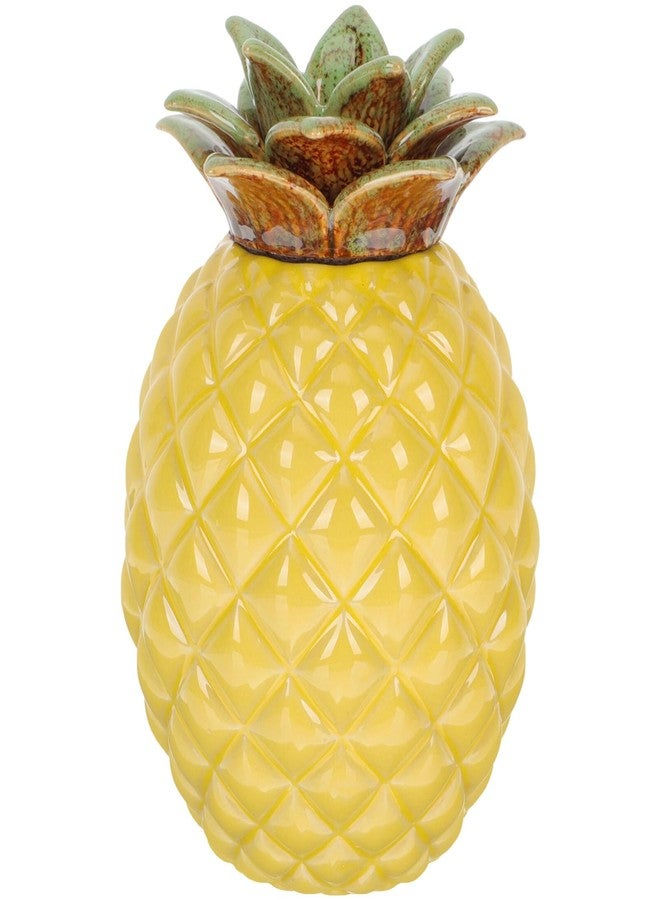 BESTonZON Pineapple Shape Tea Canister 5.23 Inch Ceramic Airtight Tea Storage Organizer Jar for Loose Coffee Sugar Kitchen Decor - Image 4