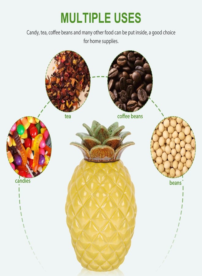 BESTonZON Pineapple Shape Tea Canister 5.23 Inch Ceramic Airtight Tea Storage Organizer Jar for Loose Coffee Sugar Kitchen Decor - Image 3
