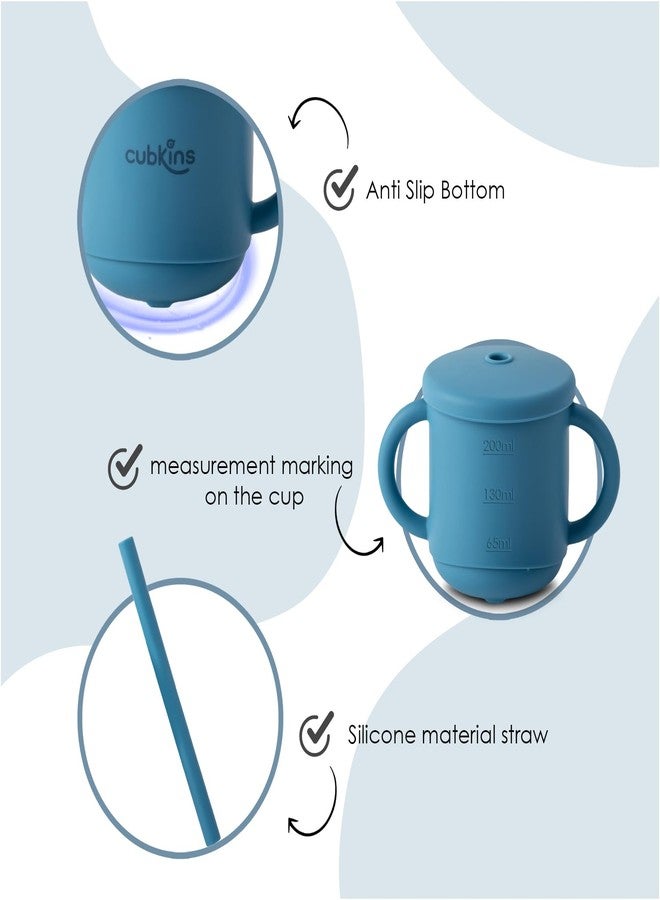CUBKINS Silicone Sippy Cup with Soft and Durable Straw Training Cup for Babies | Anti-Slip & Measuring Level Cup with Lid for Toddler and Kids - Image 4