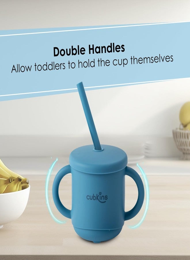 CUBKINS Silicone Sippy Cup with Soft and Durable Straw Training Cup for Babies | Anti-Slip & Measuring Level Cup with Lid for Toddler and Kids - Image 5