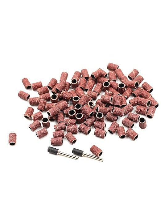 Generic 100 pics 1/4"/6.35mm Drum Sanding Sand 80 Grit Sander Kit Fit Dremel Includes 2 Rubber Drum  - Image 2