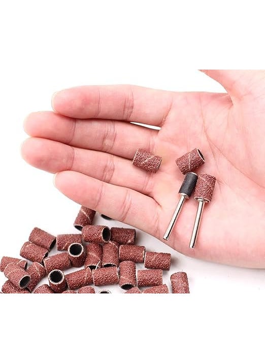 Generic 100 pics 1/4"/6.35mm Drum Sanding Sand 80 Grit Sander Kit Fit Dremel Includes 2 Rubber Drum  - Image 1
