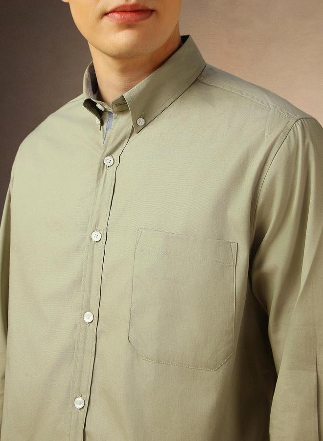 دينيس لينغو قميص رجالي سادة بياقة بأزرار كاجوال - Image 4