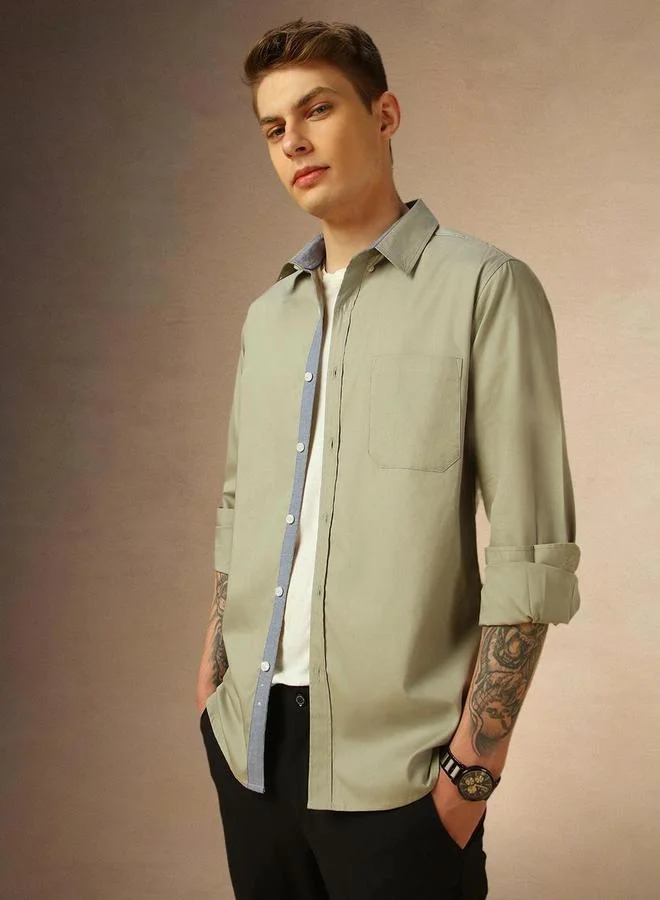 Dennis Lingo Dennis lingo Men Solid Button Down Collar Casual Shirt