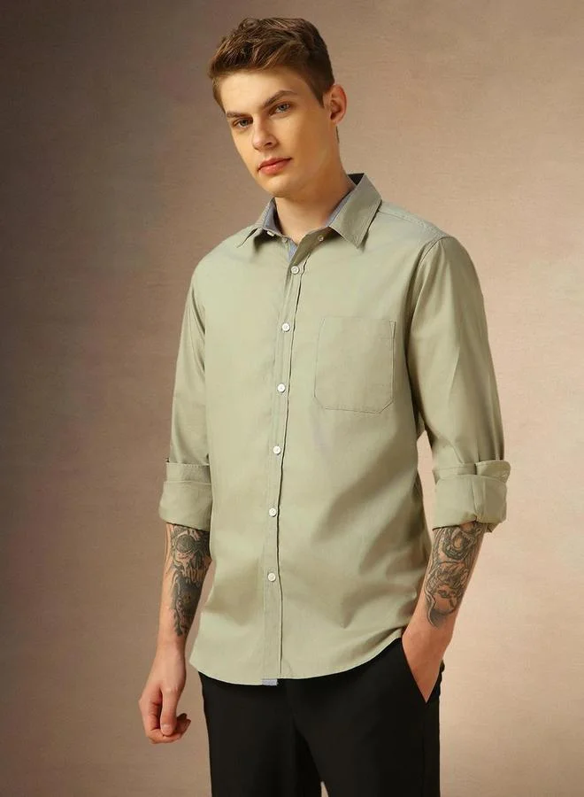 Dennis Lingo Dennis lingo Men Solid Button Down Collar Casual Shirt