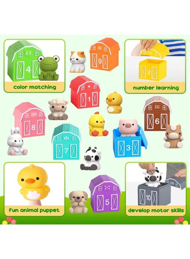 Letapapa Learning Toy for Toddlers 1 2 3 Year Old, 10 Farm Animal Toys & 10 Barns, Counting, Matching & Sorting Montessori Educational Sensory Toys, Christmas Birthday Easter Gift for Baby Boy Girl 1-3 - Image 4