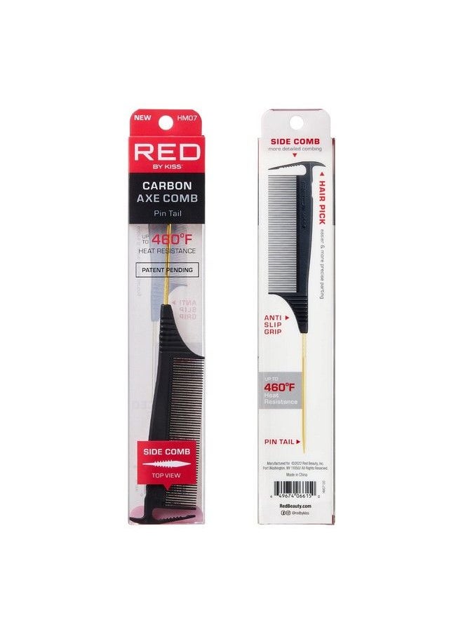 Red by Kiss Carbon Axe Comb Parting Comb Anti Frizz Heat Resistant Hair Comb (Pin Tail)  - Image 4