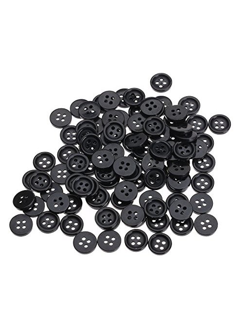 Dophee dophee 100Pcs Buttons 10mm Black 4 Holes Round Resin Sewing Buttons for Clothes Clothing Shirts Pants Skirts DIY Crafts Projects Holiday Decoration 