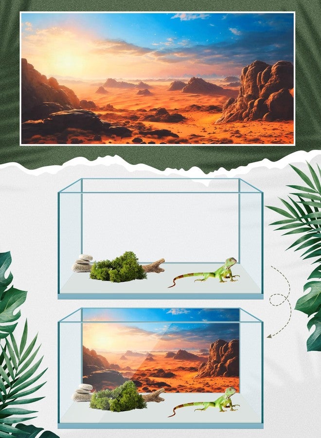 Breling 4 Pcs 30 x 11.8 Inch Reptile Habitat Background with Nano Glue Gobi Sun Cactus Stone and Green Tree Fern Stream Terrarium Background Polyester Durable Aquarium Accessories - Image 4