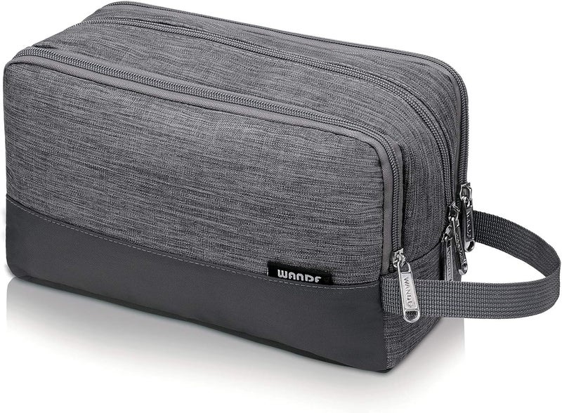 WANDF Toiletry Bag for Men Hanging Dopp Kit Water Resistant Shaving Bag Small Toiletry Bag for Traveling (Denim Grey) - Image 1
