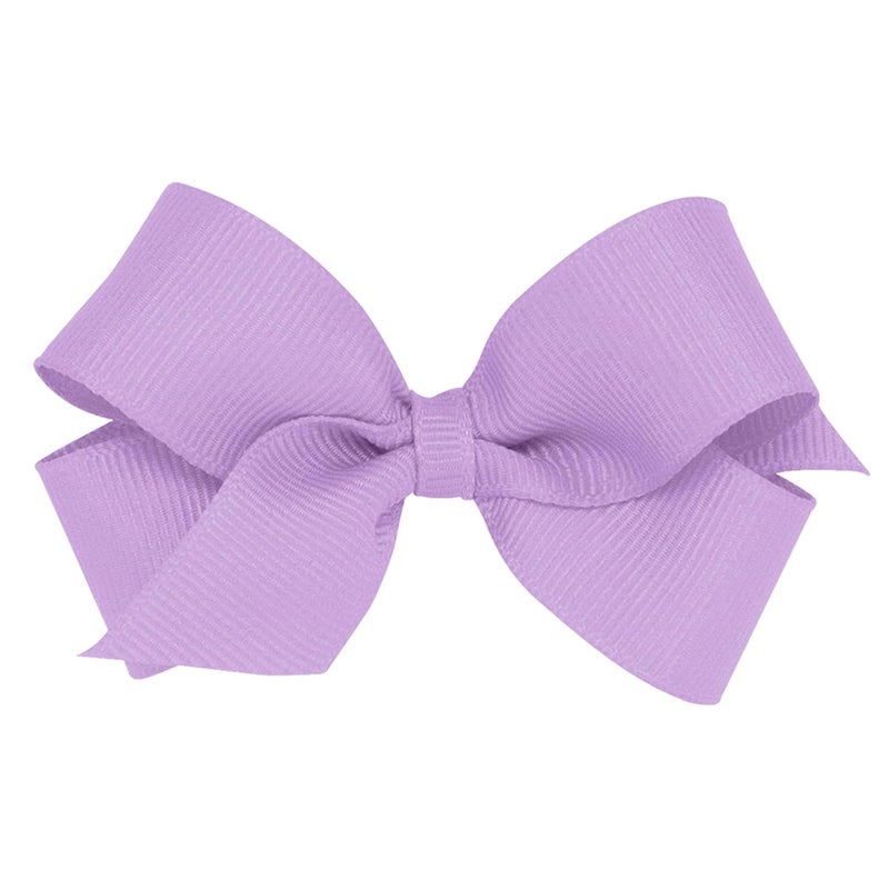 Wee Ones Girls' Plain Wrap Classic Grosgrain Hair Bows on a WeeStay No-Slip Hair Clip, Handmade, Mini, Light Orchid - Image 1