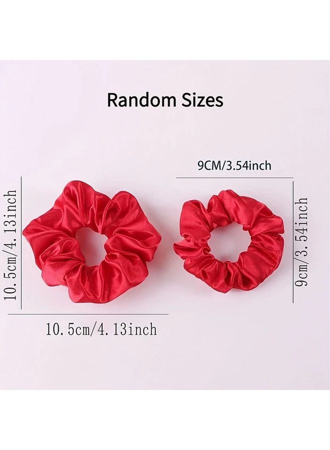 Light Brown 16pcs Satin Scrunchies Set Soft Stretchy Hair Ties For Women - Image 3
