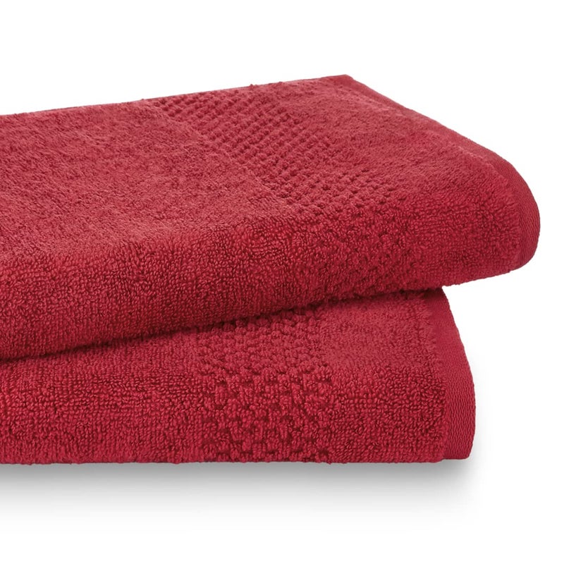 Spaces 100% Cotton Hand Towel Special Texture Ultra Soft Quick Dry Nano Spun(Solid 40CMX60CM)-RED - Image 3