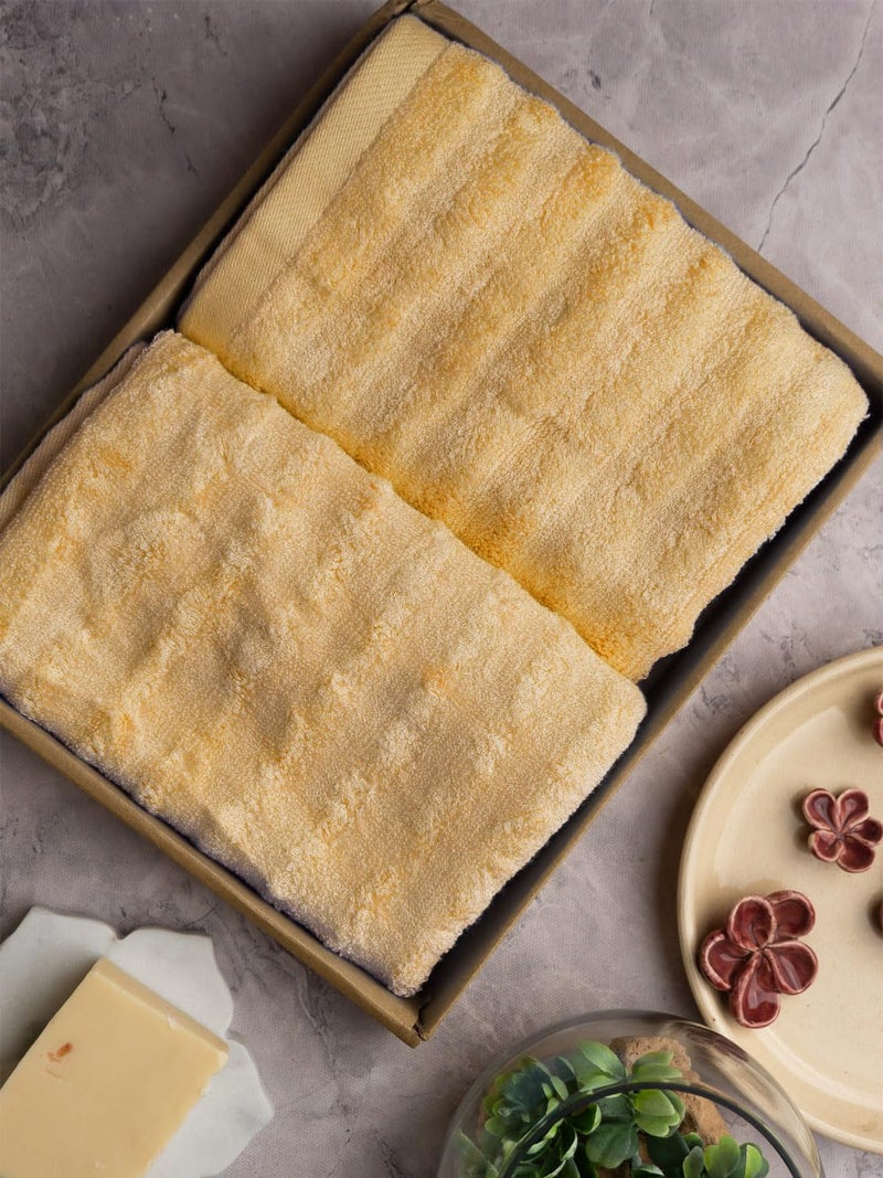 Mush مجموعة مناشف يد من الخيزران موش - 2 قطعة | 100% خيزران | مناشف فائقة النعومة، ماصة وسريعة الجفاف للاستخدام اليومي. صالة رياضية، مسبح، سفر، رياضة ويوغا | 75 × 35 سم | 600 جرام لكل متر مربع (بني ذهبي) - Image 4