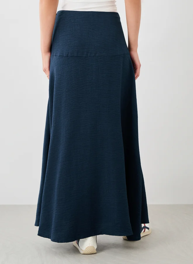 Take Two Take Two Textured Side Button Detail A-Line Maxi Skirt