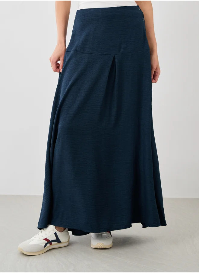 Take Two Take Two Textured Side Button Detail A-Line Maxi Skirt
