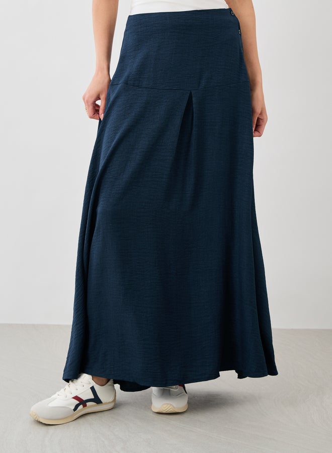 Take Two Take Two Textured Side Button Detail A-Line Maxi Skirt  - Image 2