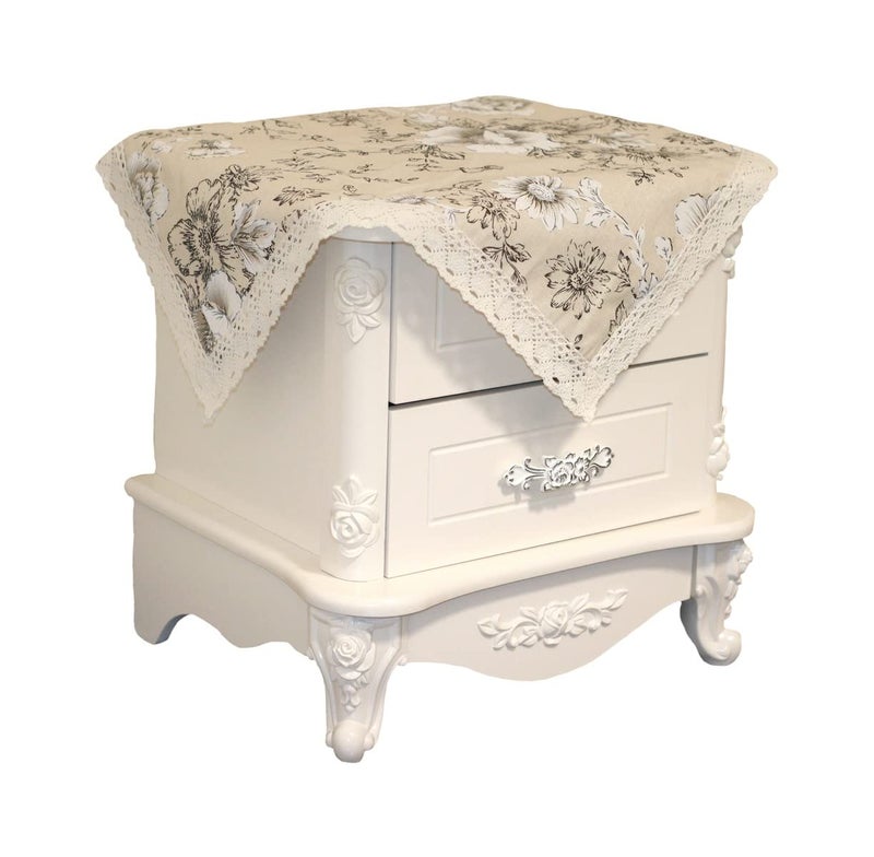 Wutup Vintage Flower Cotton Tablecloth Small Coffee  Bedside Table Cover Multi Colors  Sizes Country Black