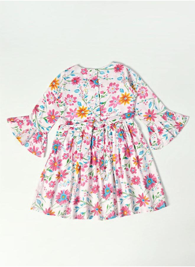 BELLA MODA All-Over Floral Print Button Detail Dress by Styli  - Image 2