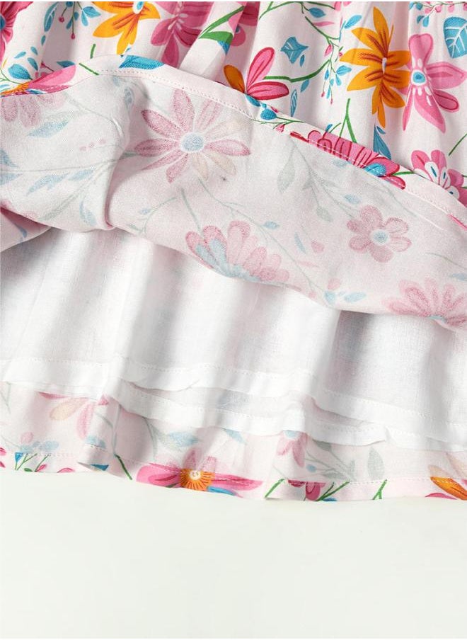 BELLA MODA All-Over Floral Print Button Detail Dress by Styli  - Image 5