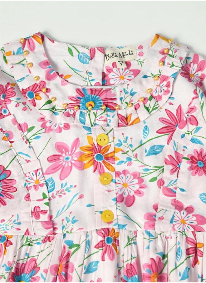 BELLA MODA All-Over Floral Print Button Detail Dress by Styli  - Image 3