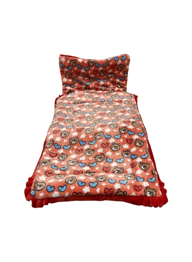 PINKS & BLUES Full Sleeping 5 Piece Baby Bedding Set with 2 Puppy Shape Side Pillows (0-42MONTHS) (Printed Red) - Image 3