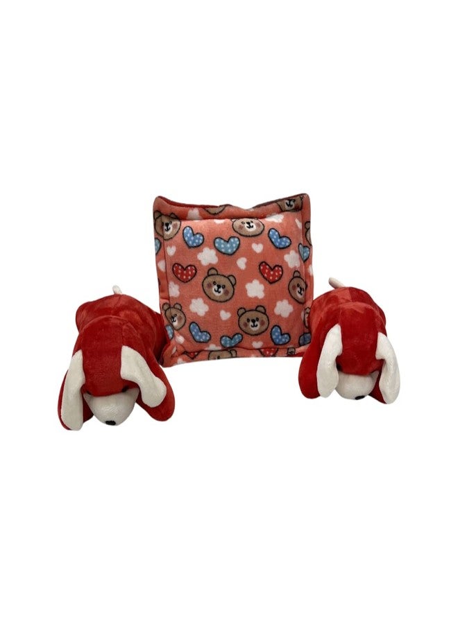 PINKS & BLUES Full Sleeping 5 Piece Baby Bedding Set with 2 Puppy Shape Side Pillows (0-42MONTHS) (Printed Red) - Image 2