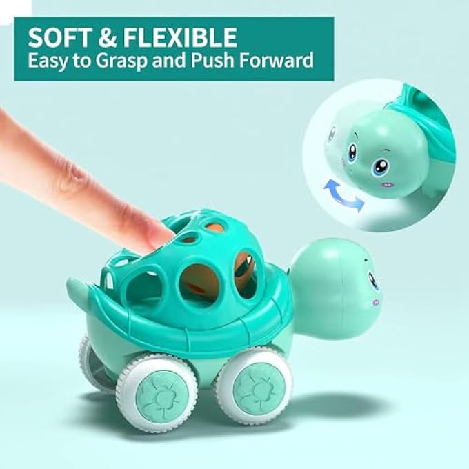 BABY GIRL CAR TOYS, BABIES TOY CARS BABY EASTER TOYS, RATTLE & ROLL TRUCK FOR INFANT TODDLER GIRLS, PUSH AND GO TRUCKS FOR 1 2 YEAR OLD BIRTHDAY GIFT, GIFTS FOR TODDLERS INFANTS 18 MONTHS - Image 5