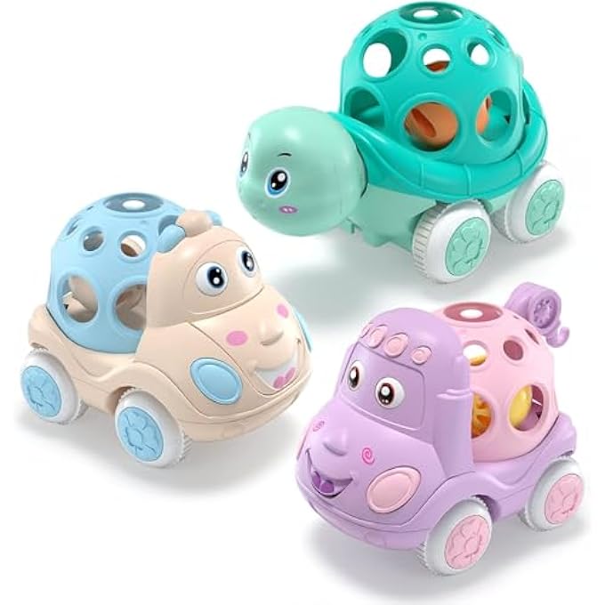 BABY GIRL CAR TOYS, BABIES TOY CARS BABY EASTER TOYS, RATTLE & ROLL TRUCK FOR INFANT TODDLER GIRLS, PUSH AND GO TRUCKS FOR 1 2 YEAR OLD BIRTHDAY GIFT, GIFTS FOR TODDLERS INFANTS 18 MONTHS - Image 1