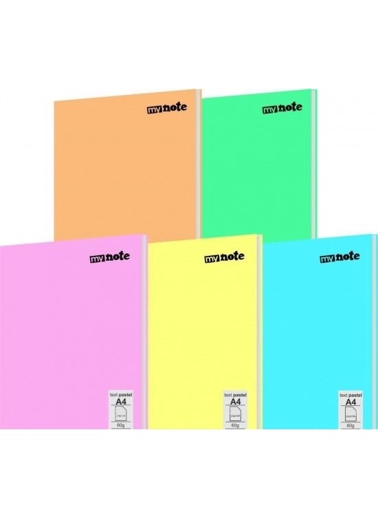 Mynote Text Pastel A4 60 Sheets Striped Spiral Plastic Cover 1 Piece 